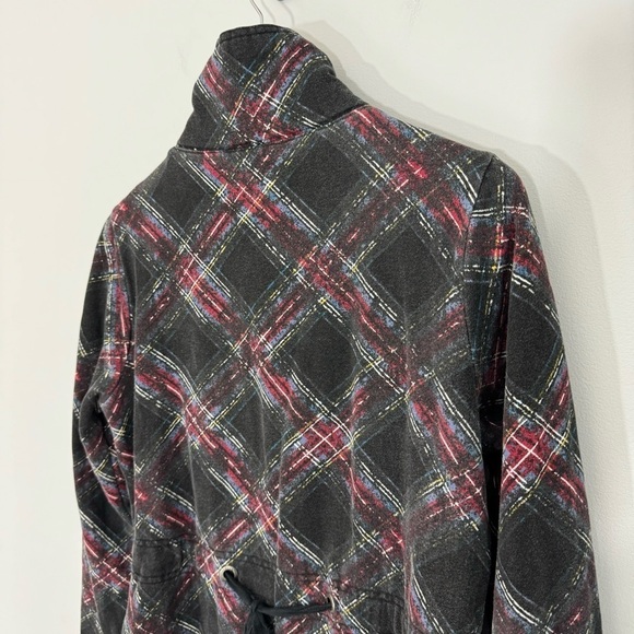 Vintage 2000s Y2k Roxy Zip Up Sweatshirt Jacket Womens L Black Plaid Cozy GUC - Picture 7 of 13